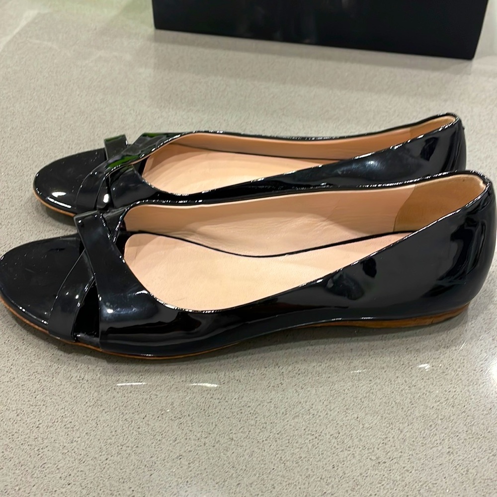 Miu Miu 36.5 Black Flats Open Toe - image 2